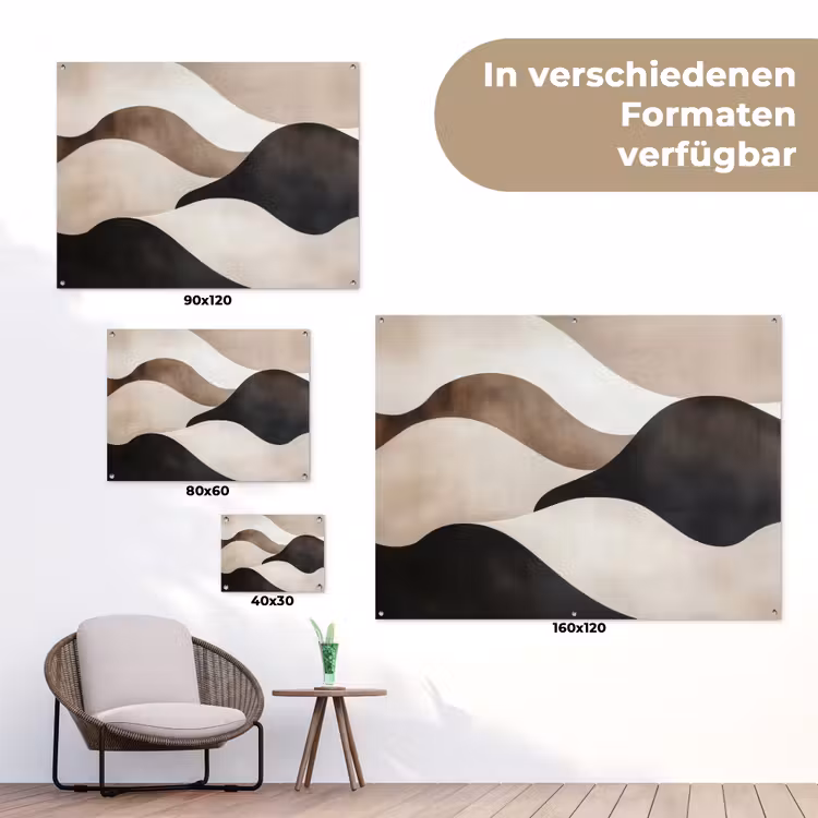 Golven - Abstract - Beige tuinposter los doek klein -Xsfeer9_DE