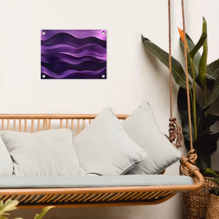Golven - Abstract - Paars tuinposter los doek klein -sfeer7