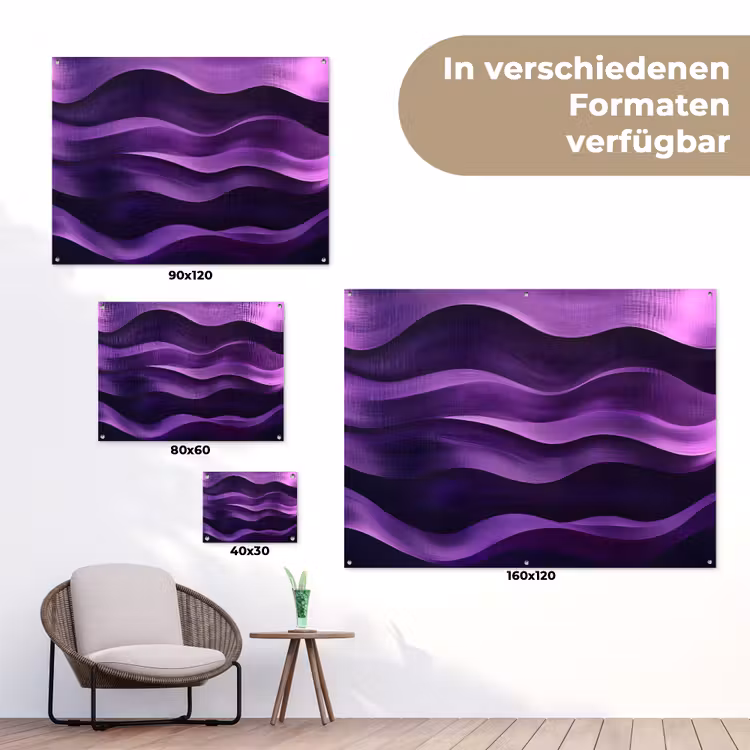 Golven - Abstract - Paars tuinposter los doek klein -Xsfeer9_DE