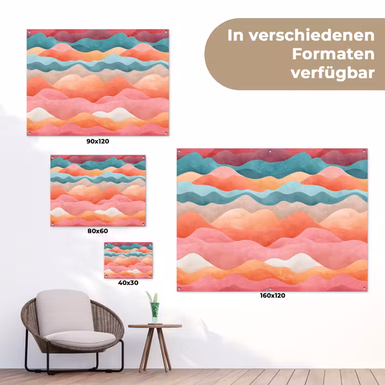 Golven - Kleurrijk - Abstract tuinposter los doek klein -Xsfeer9_DE