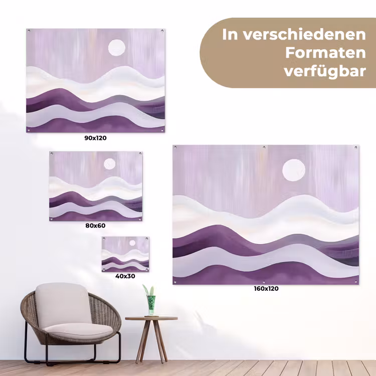 Golven - Heuvels - Abstract - Paars tuinposter los doek klein -Xsfeer9_DE