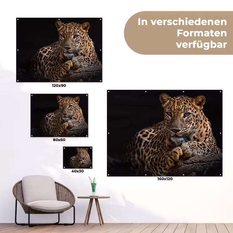Wilde dieren - Panter - Portret - Zwart - Dieren tuinposter los doek klein -Xsfeer9_DE