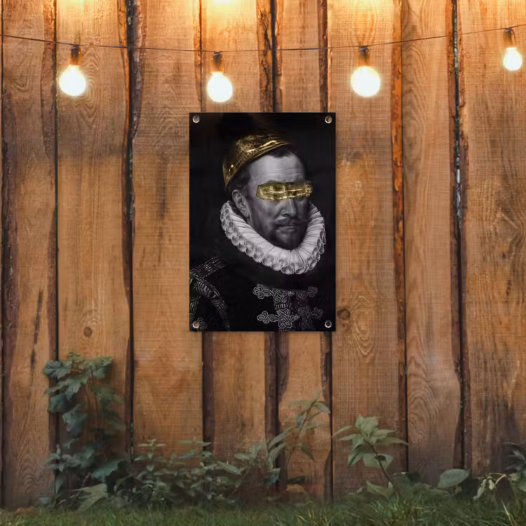Willem van Oranje - Adriaen Thomasz - Zwart - Wit tuinposter los doek klein -sfeer1