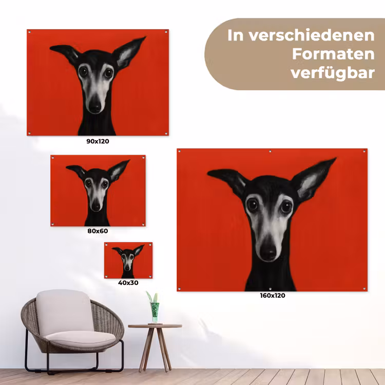 Windhond - Minimalistisch - Rood tuinposter los doek klein -Xsfeer9_DE