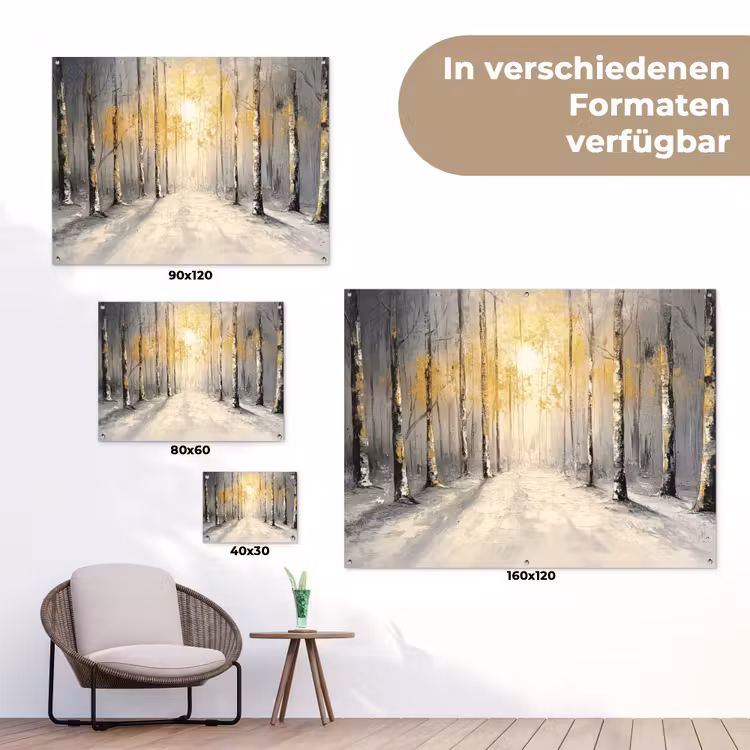 Winter - Abstract - Sneeuw - Natuur - Zon tuinposter los doek klein -Xsfeer9_DE
