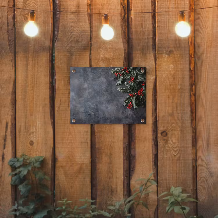 Winter - Hulst - Kerst - Beton tuinposter los doek klein -sfeer1