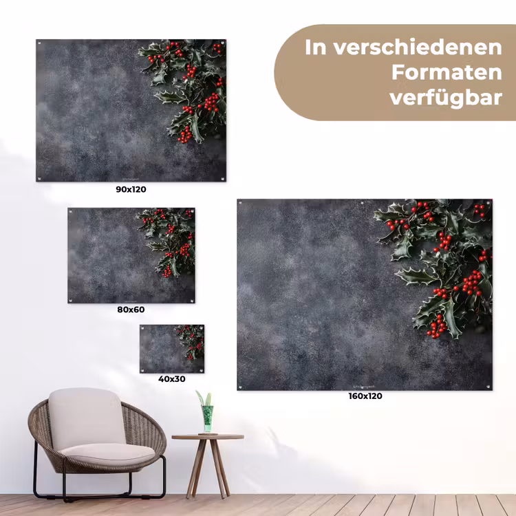 Winter - Hulst - Kerst - Beton tuinposter los doek klein -Xsfeer9_DE
