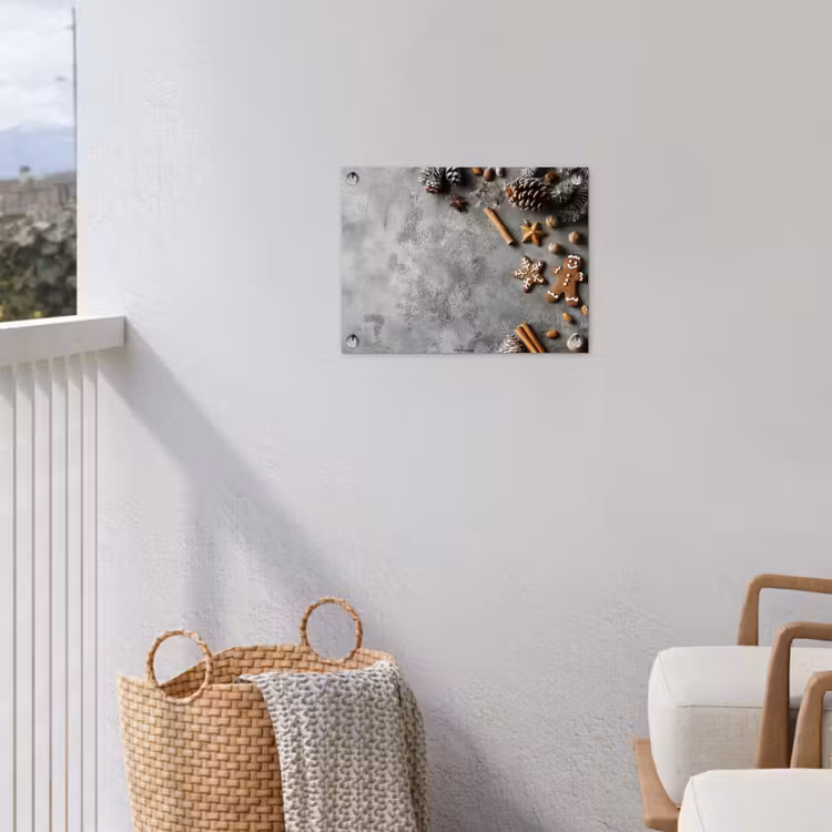 Winter - Kerst - Beton - Dennenappels tuinposter los doek klein -sfeer8