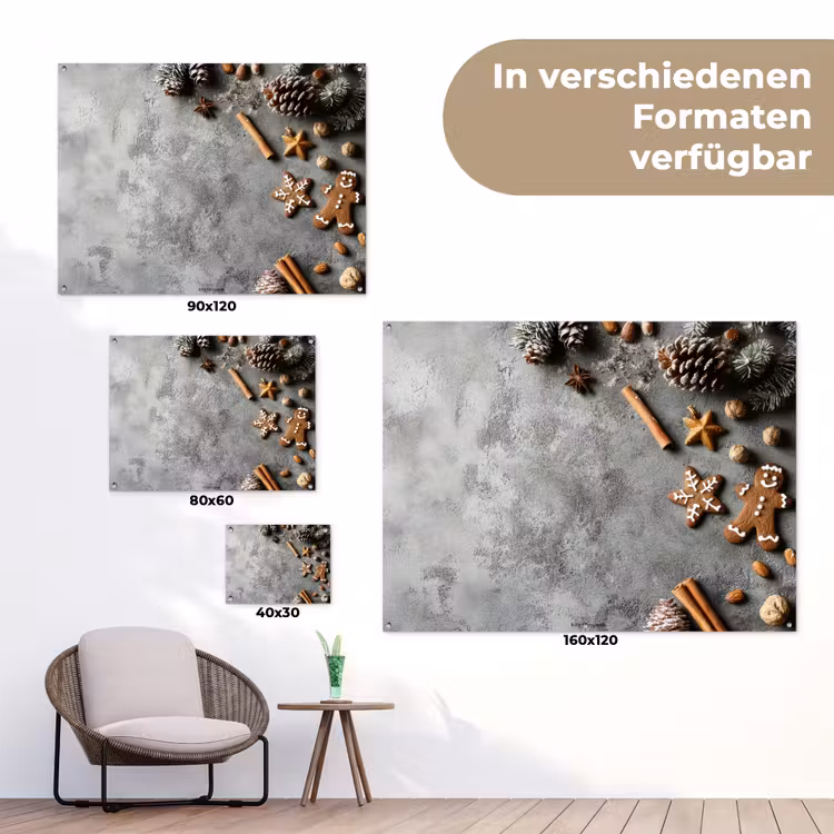 Winter - Kerst - Beton - Dennenappels tuinposter los doek klein -Xsfeer9_DE