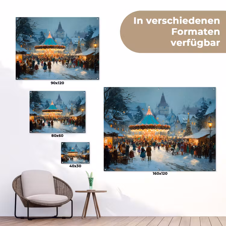 Winterkermis - Dorp - Kleurrijk tuinposter los doek klein -Xsfeer9_DE