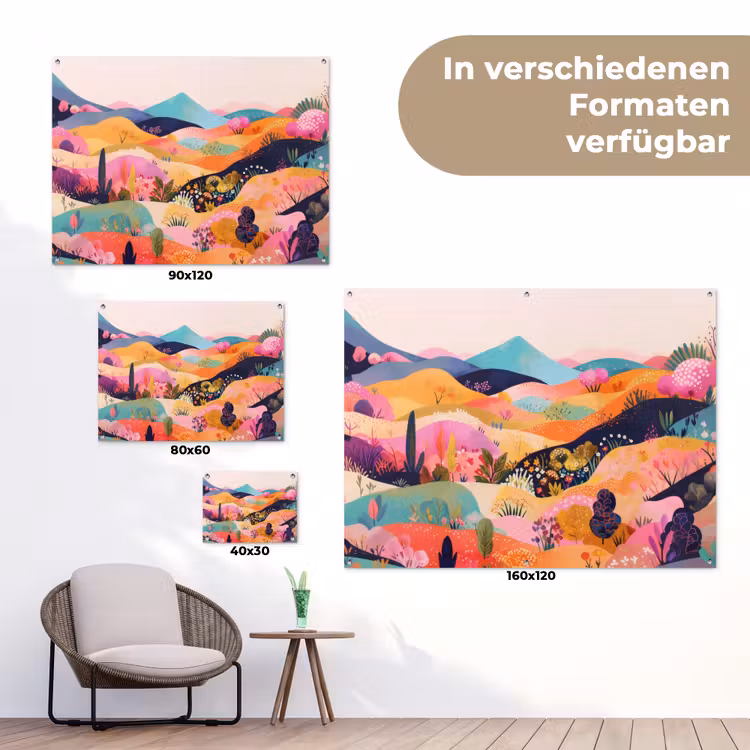 Golvende heuvels - Abstracte planten - Dromerig tuinposter los doek klein -Xsfeer9_DE
