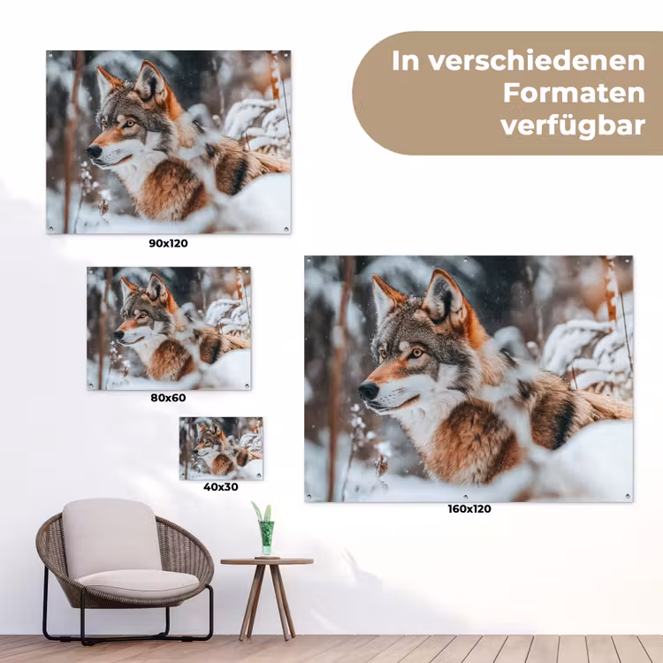 Wolf - Sneeuw - Winter - Dieren - Natuur - Sneeuw tuinposter los doek klein -Xsfeer9_DE