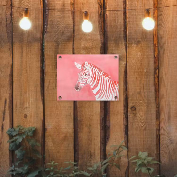 Zebra - Pink - Verf tuinposter los doek klein -sfeer1
