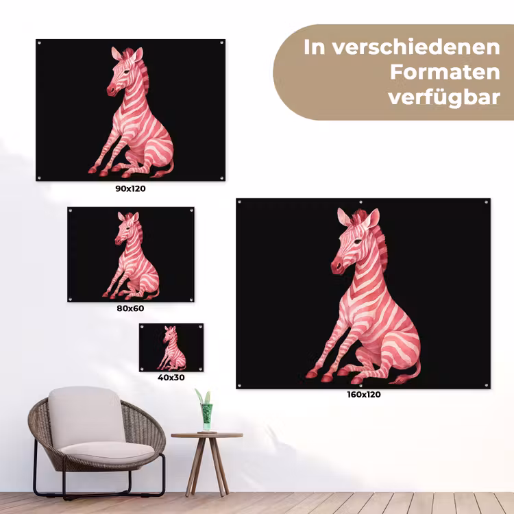 Zebra - Roze - Gestreept tuinposter los doek klein -Xsfeer9_DE