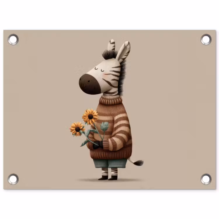 Zebra - Zonnebloemen - Warm tuinposter los doek klein -3d