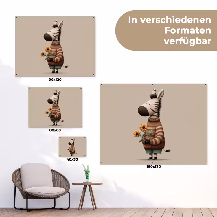 Zebra - Zonnebloemen - Warm tuinposter los doek klein -Xsfeer9_DE