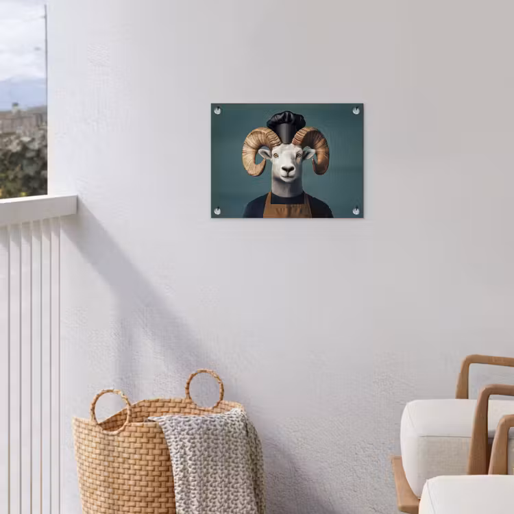 Geit - Hoorns - Kokskleding tuinposter los doek klein -sfeer8