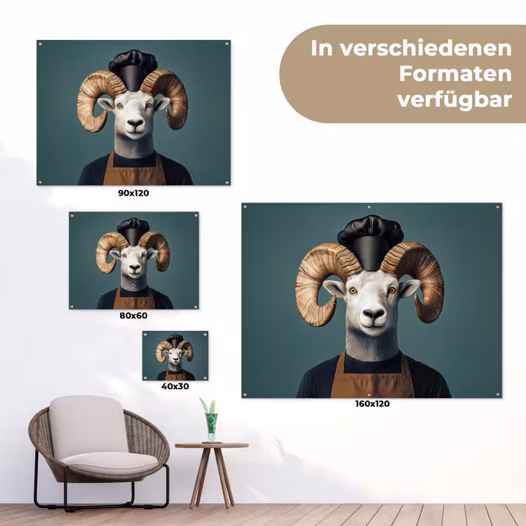 Geit - Hoorns - Kokskleding tuinposter los doek klein -Xsfeer9_DE