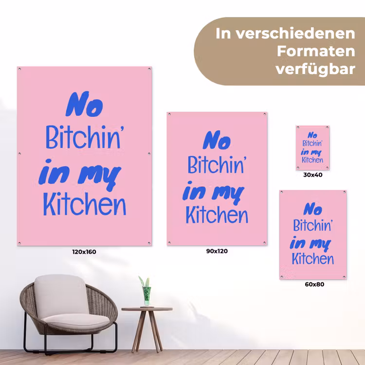 Quote - Blauw - Lettertype - Keuken tuinposter los doek klein -Xsfeer9_DE