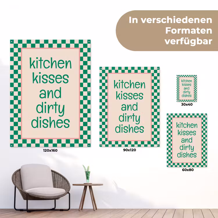 Quote - Groen - Geblokt - Keuken tuinposter los doek klein -Xsfeer9_DE