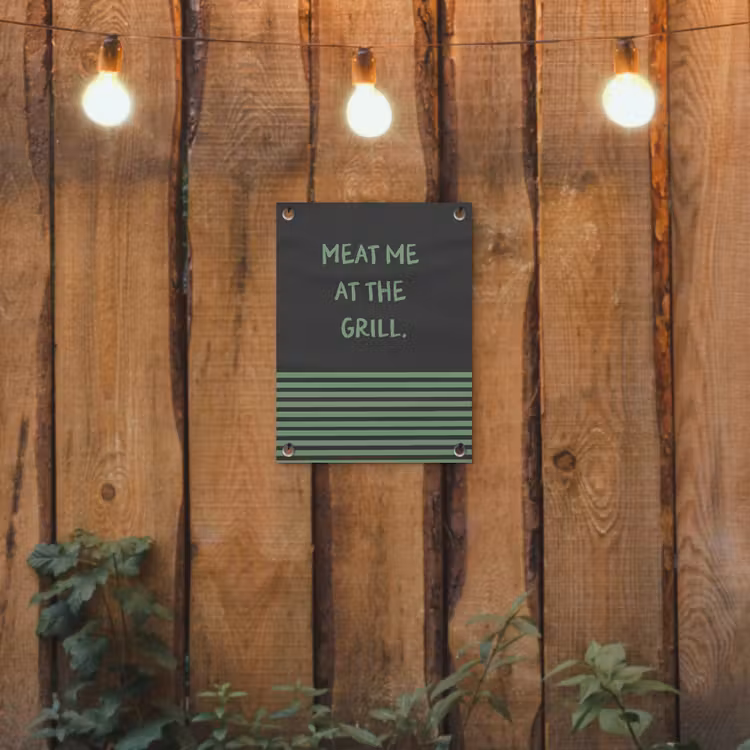 Quote - Groen - Grill - Zomer tuinposter los doek klein -sfeer1