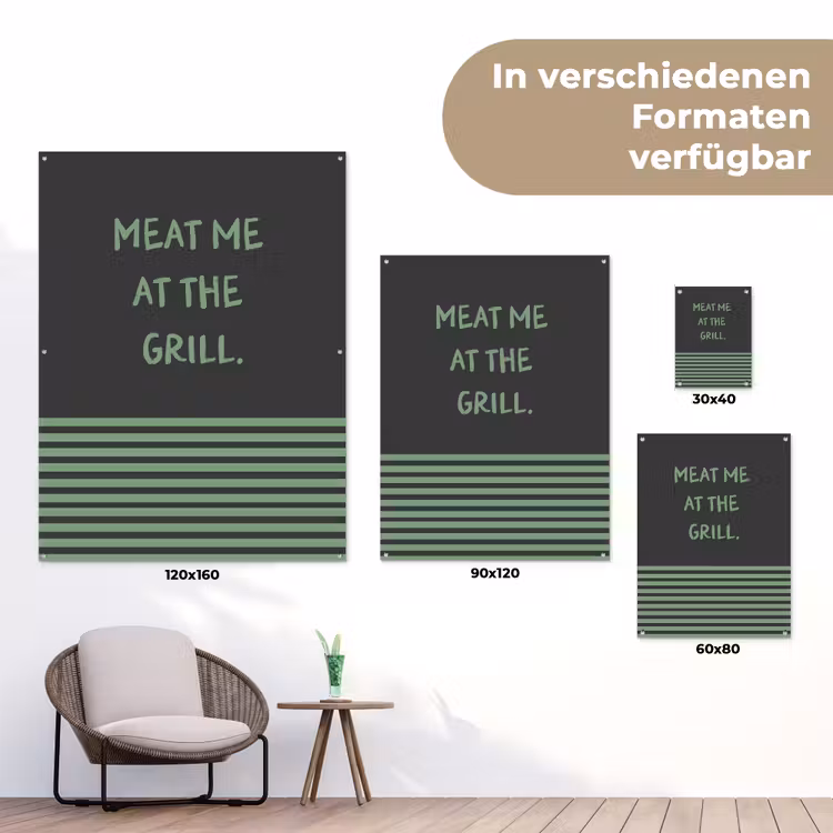 Quote - Groen - Grill - Zomer tuinposter los doek klein -Xsfeer9_DE