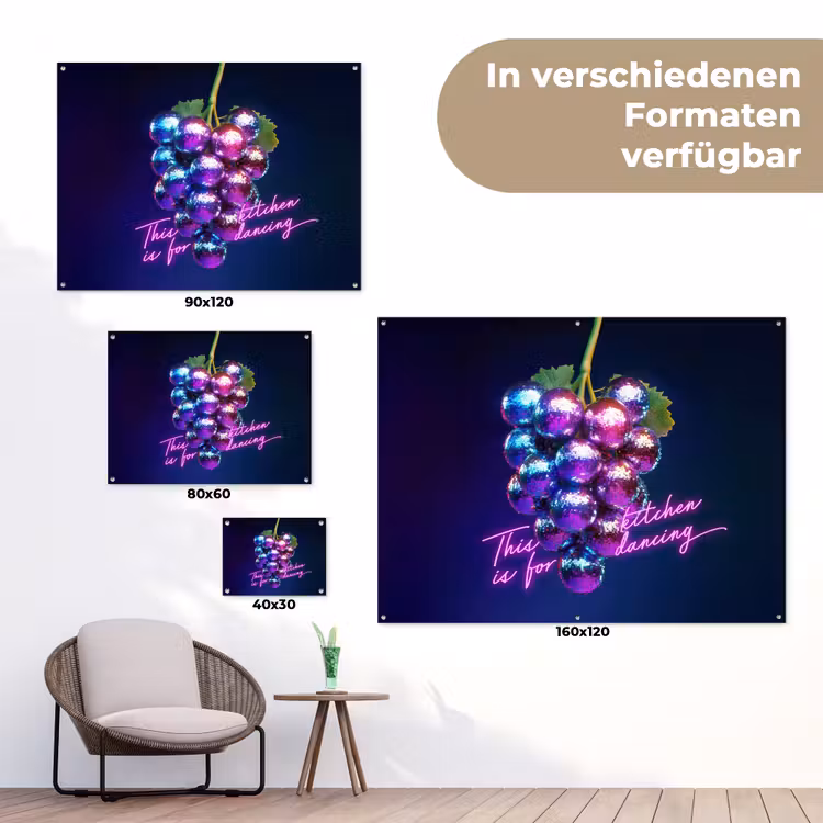 Quote - Neon - Disco - Druiven tuinposter los doek klein -Xsfeer9_DE