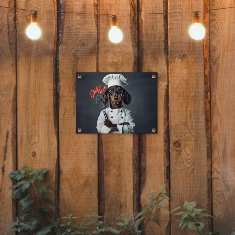 Quote - Neon - Hond - Kokskleding tuinposter los doek klein -sfeer1
