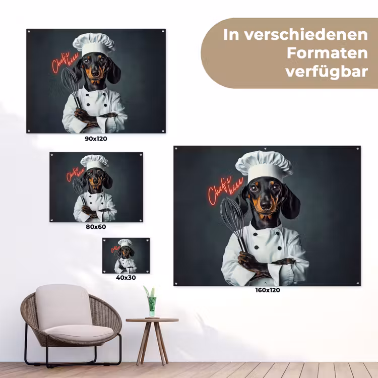 Quote - Neon - Hond - Kokskleding tuinposter los doek klein -Xsfeer9_DE