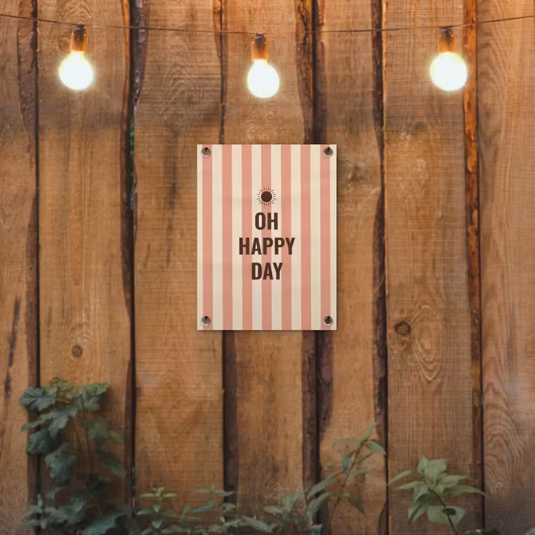 Quote - Zomer - Strepen tuinposter los doek klein -sfeer1