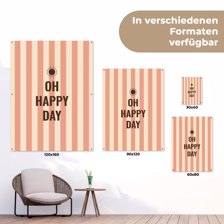 Quote - Zomer - Strepen tuinposter los doek klein -Xsfeer9_DE