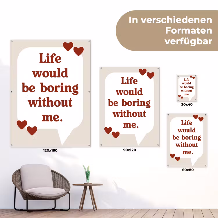Quote - Tekstballon - Hartjes tuinposter los doek klein -Xsfeer9_DE