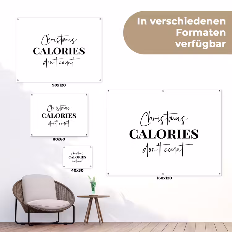 Kerst quote - Winter - Christmas calories - Wit tuinposter los doek klein -Xsfeer9_DE
