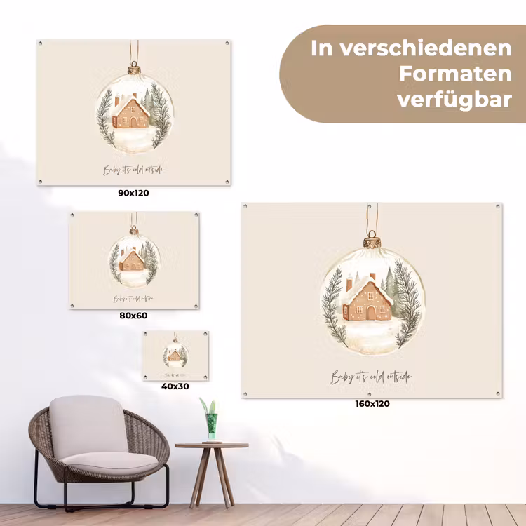 Quote - Winter - Kerst - Beige - Kerstbal tuinposter los doek klein -Xsfeer9_DE