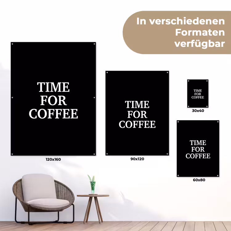 Quotes - Letters - Koffie - Zwart tuinposter los doek klein -Xsfeer9_DE