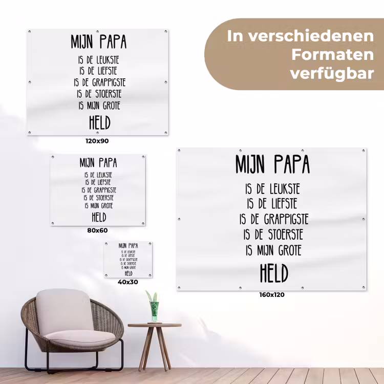 Quotes - Papa is mijn grote held - Spreuken - Papa tuinposter los doek klein -Xsfeer9_DE