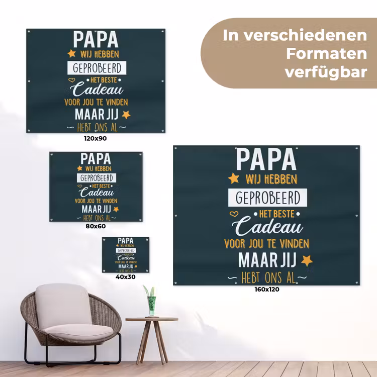 Quotes - Papa - Spreuken - Papa jij hebt ons al tuinposter los doek klein -Xsfeer9_DE