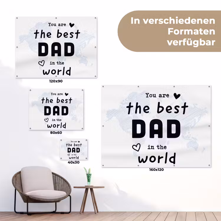 Quotes - The best dad in the world - Spreuken - Papa tuinposter los doek klein -Xsfeer9_DE