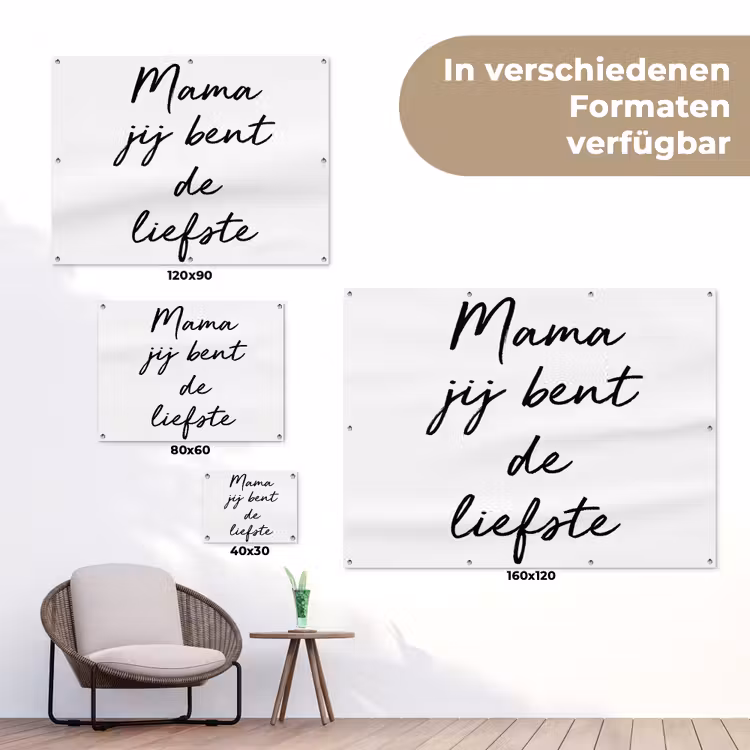 Quotes - Mama jij bent de liefste - Moeder - Spreuken tuinposter los doek klein -Xsfeer9_DE
