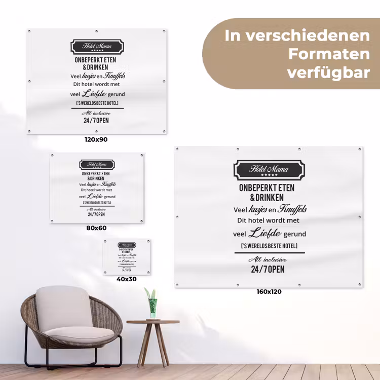 Quotes - Mama - Spreuken - Hotel mama tuinposter los doek klein -Xsfeer9_DE