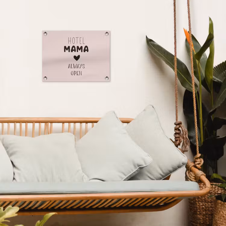Quotes - Spreuken - Hotel mama always open - Mama tuinposter los doek klein -sfeer7
