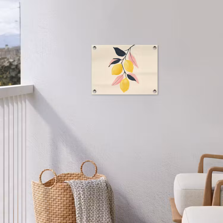 Citroenen - Felgeel - Tak - Bladeren tuinposter los doek klein -sfeer8