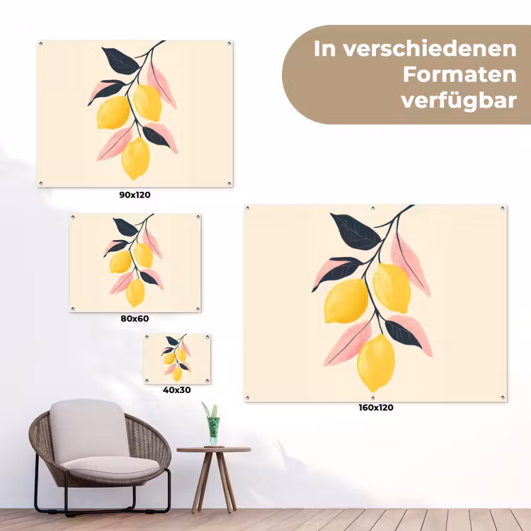 Citroenen - Felgeel - Tak - Bladeren tuinposter los doek klein -Xsfeer9_DE