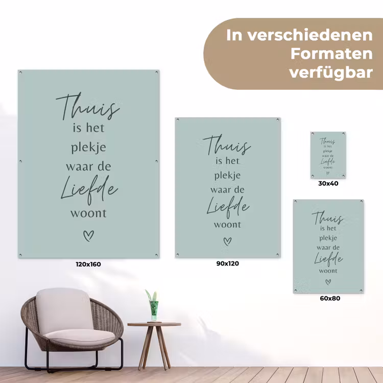 Thuis is het plekje waar de liefde woont tuinposter los doek klein -Xsfeer9_DE