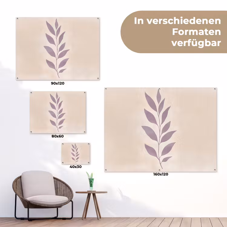Tak - Bladeren - Minimalistisch - Beige tuinposter los doek klein -Xsfeer9_DE