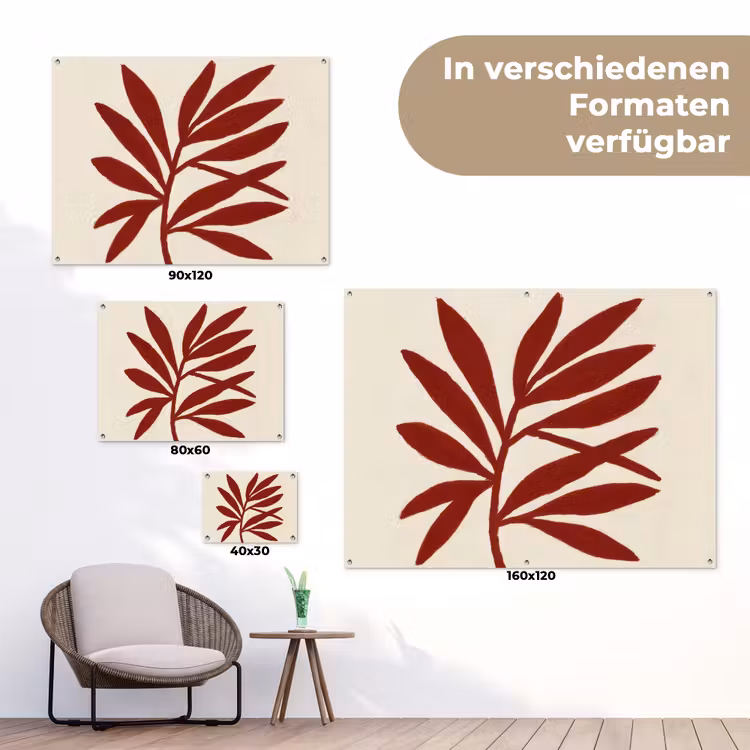 Tak - Bladeren - Rood tuinposter los doek klein -Xsfeer9_DE