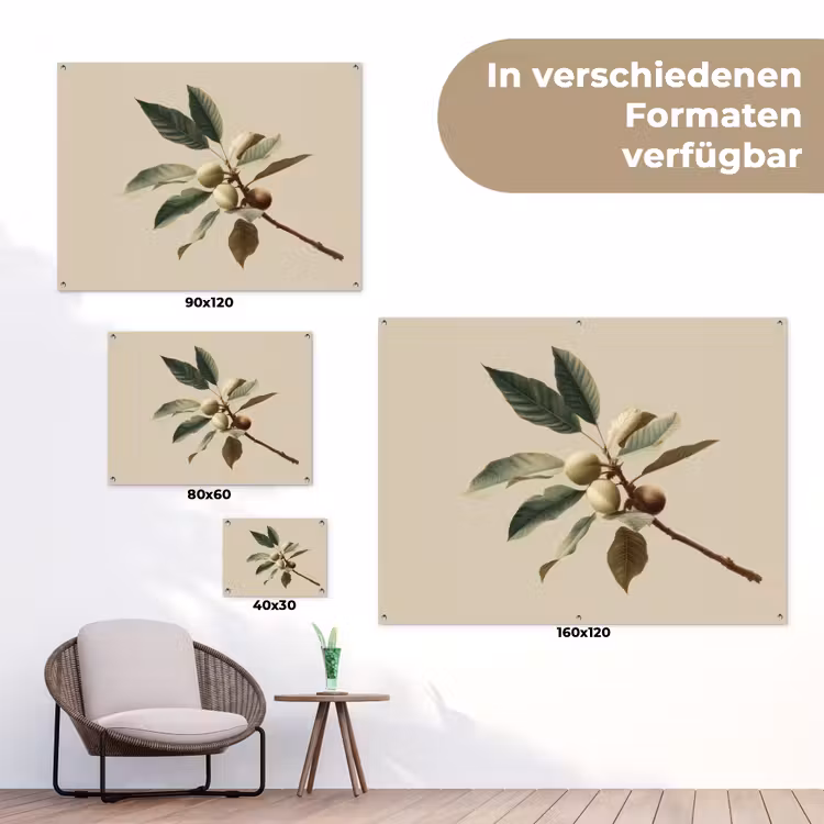 Tak - Groene Bladeren - Vruchten tuinposter los doek klein -Xsfeer9_DE