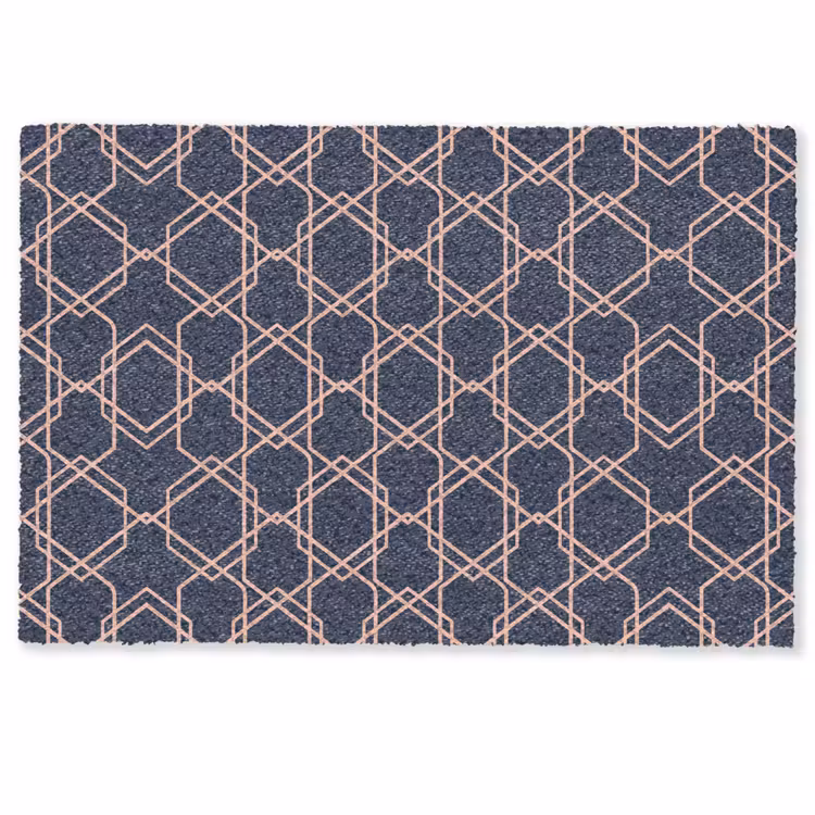 Modern - Patroon - Donkerblauw - Roze Deurmat klein 898 -zkaufland3d