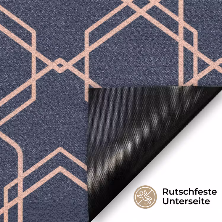 Modern - Patroon - Donkerblauw - Roze Deurmat klein 898 -antislip_DE