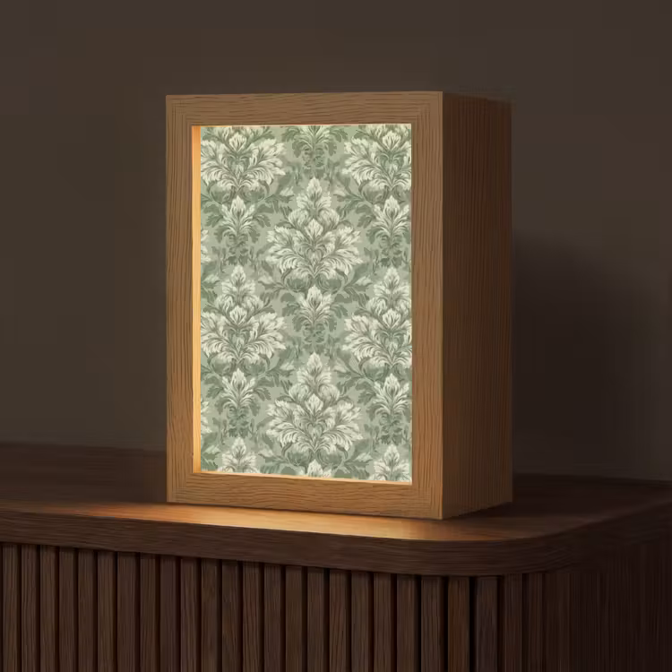 Sierlijk - Lichtgroen - Planten - Patroon - Getailleerd Light Box met kabel (Tafellamp) klein 925 -z3d_website